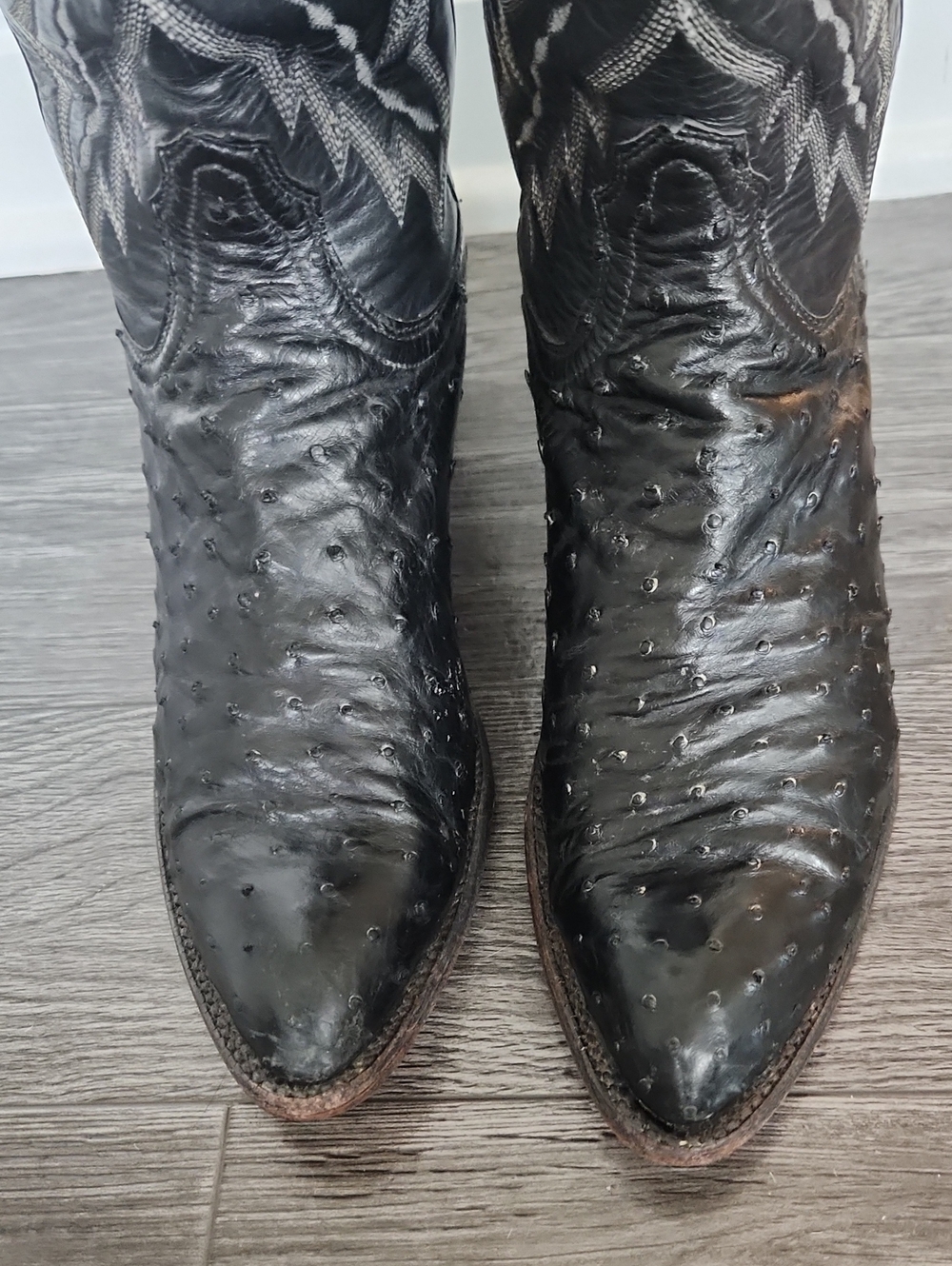Lucchese 2000 Black Quill Ostrich Womens Boots 8C - Picture 4 of 10